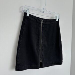 Free People Black Denim Zip Mini Skirt | Size 6